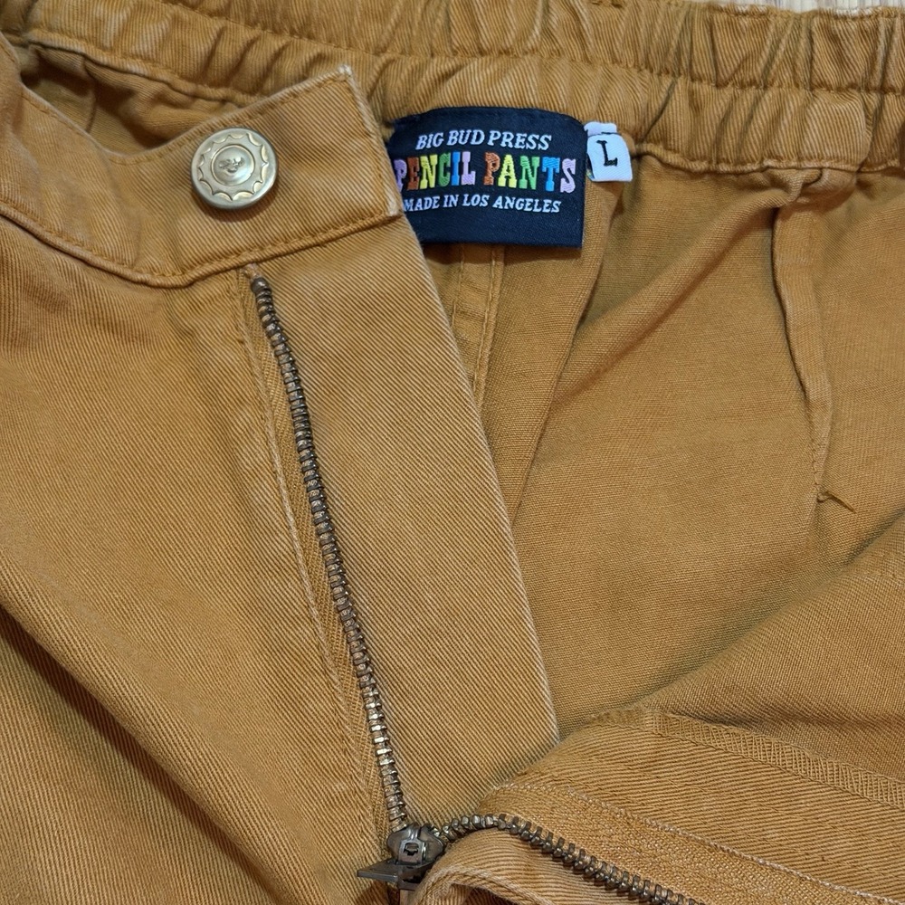 Big Bud Press Pencil Pants Womens Large Brownish High Waisted Cotton Tapered Leg - Picture 4 of 12